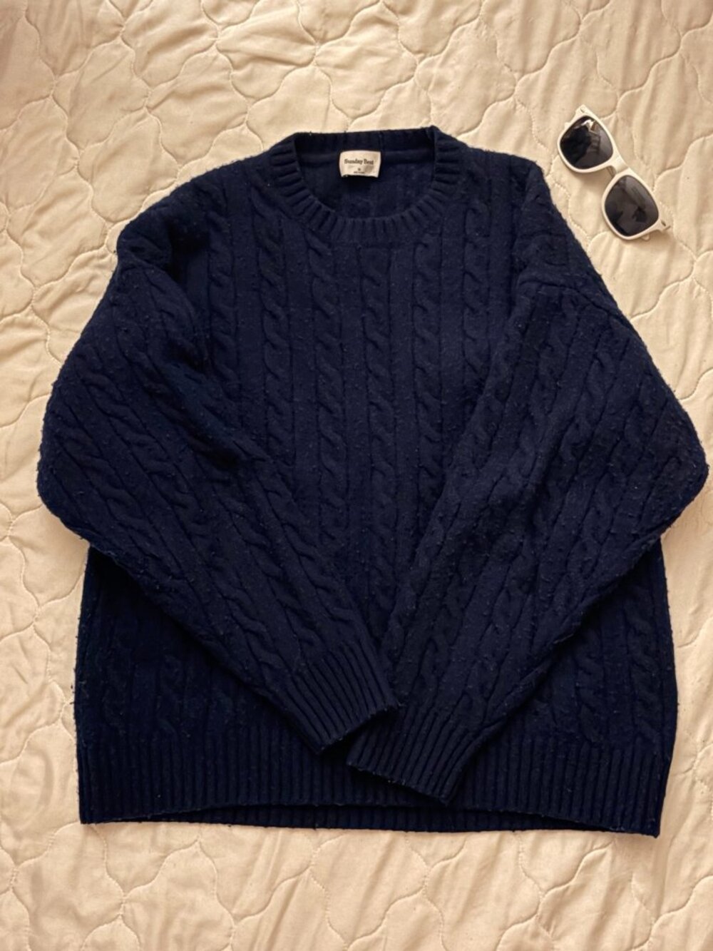 Aritzia Navy Cable Knit Sweater